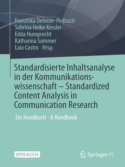 Title details for Standardisierte Inhaltsanalyse in der Kommunikationswissenschaft – Standardized Content Analysis in Communication Research by Franziska Oehmer-Pedrazzi - Available